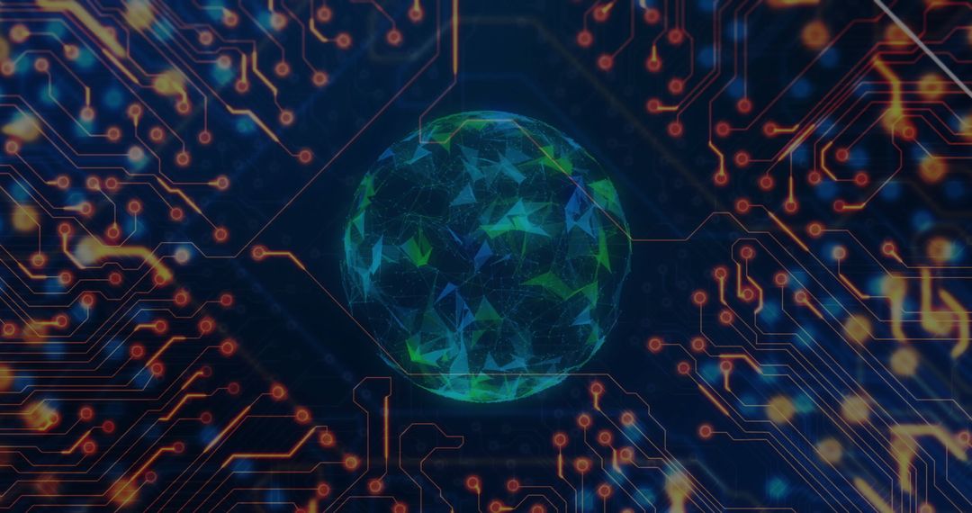 Digital Globe with Network Connections and Circuit Pattern