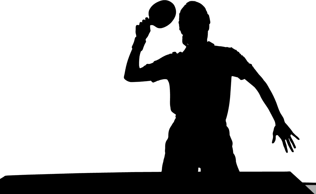 Female Table Tennis Player Silhouette on Transparent Background