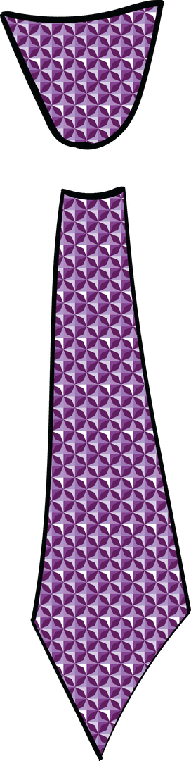 Purple Geometric Patterned Necktie on Transparent Background