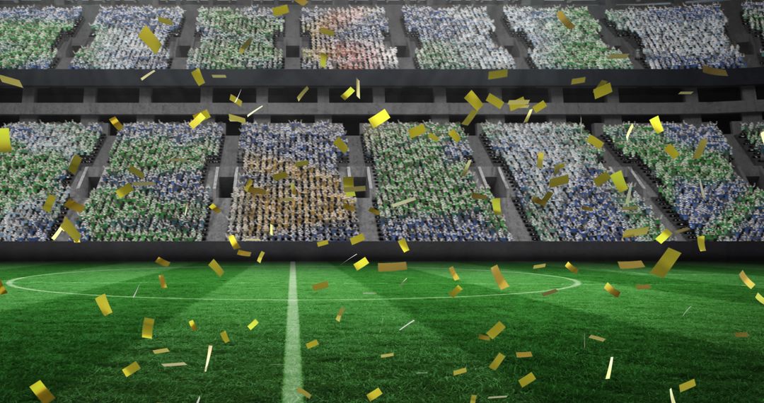 Confetti Falling Over Empty Stadium: Capturing Victory Essence