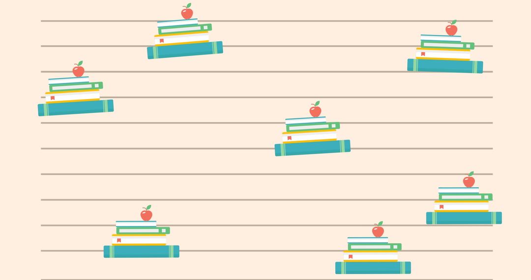 Colorful Books and Apples Pattern on School-themed Background