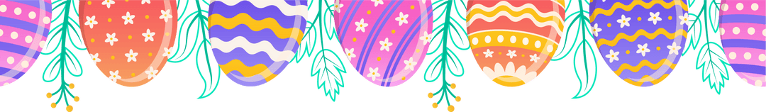 Pastel Easter Egg Garland with Green Vines on Transparent Background