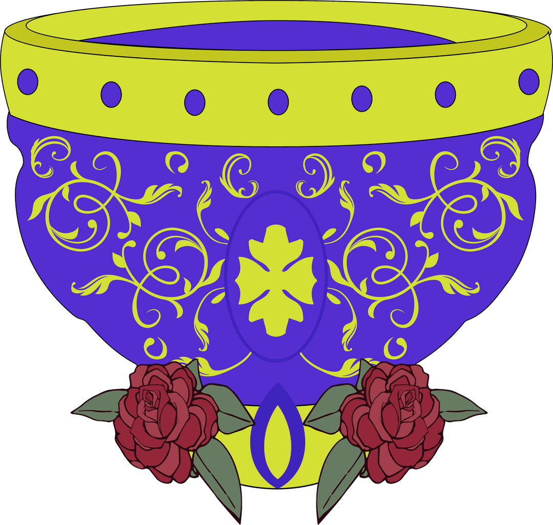 Elegant chalice with roses and intricate patterns on transparent background