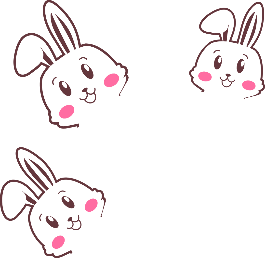 Playful Rabbit Heads with Transparent Background for Kids Design
