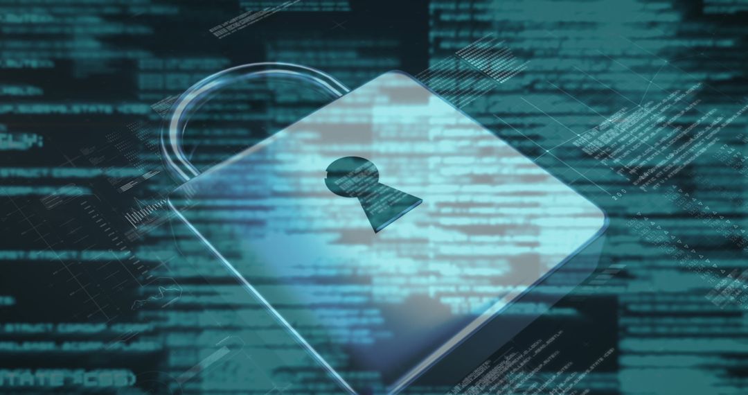 Digital Data Security Concept with Padlock and Code