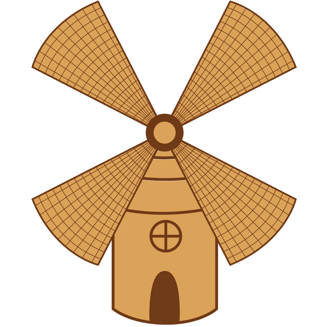 Digital Vector Millwheel on Transparent Background for Flour Industry Concepts