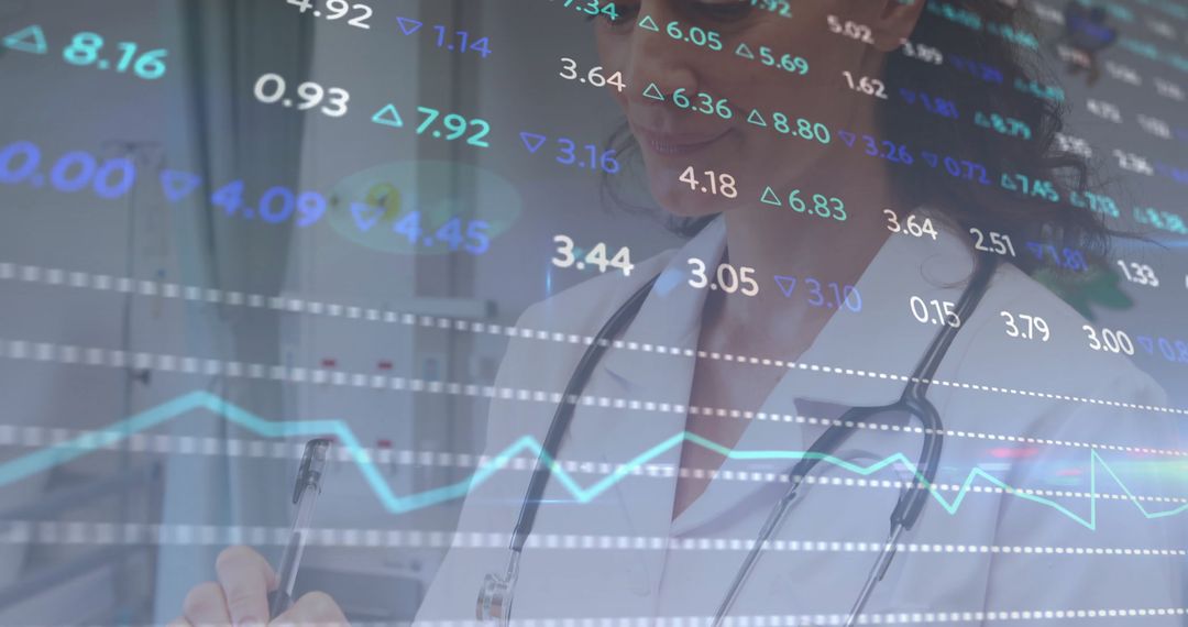 Doctor Analyzing Clinical Data Technology Overlay