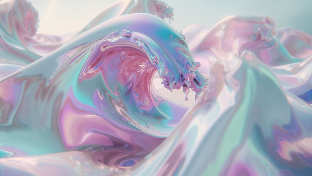 Iridescent Liquid Swirls Capturing Abstract Pastel Fluid Motion