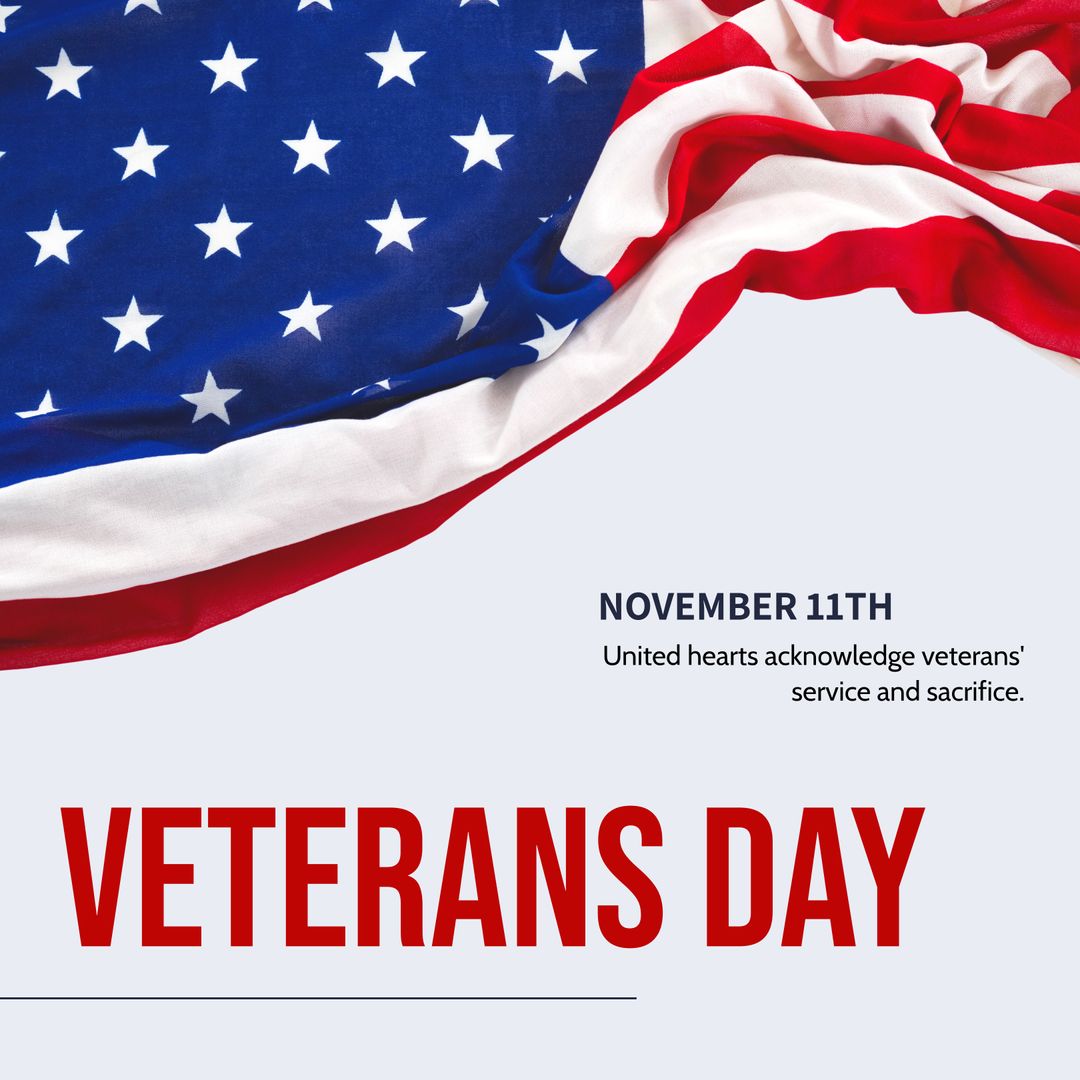 Veterans Day Poster with Waving American Flag - Download Free Stock Templates Pikwizard.com