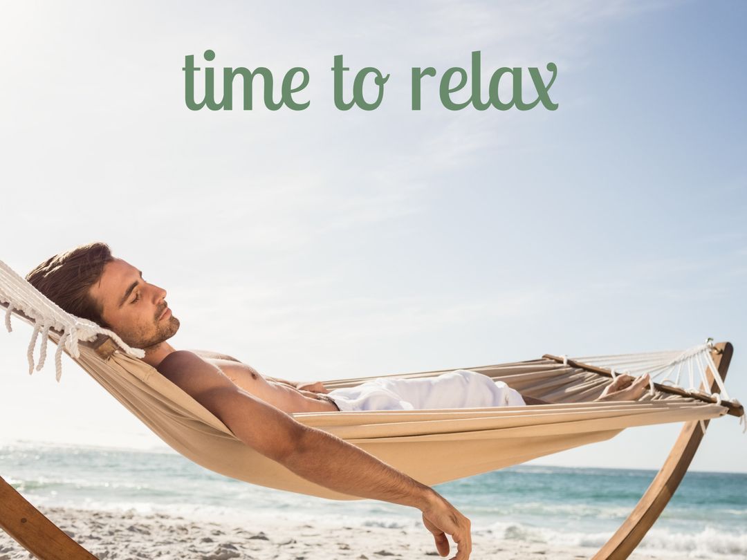 Serene Man Relaxing in Hammock by Sea on Sunny Day