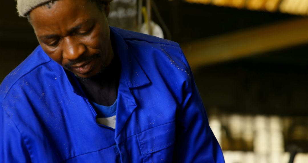 Workshop Worker Filling Mold with Soil