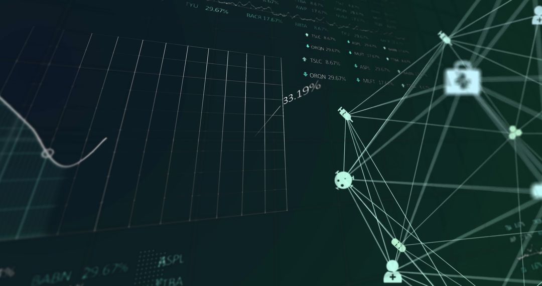 Futuristic Data Interface with Network Connections and Analytics
