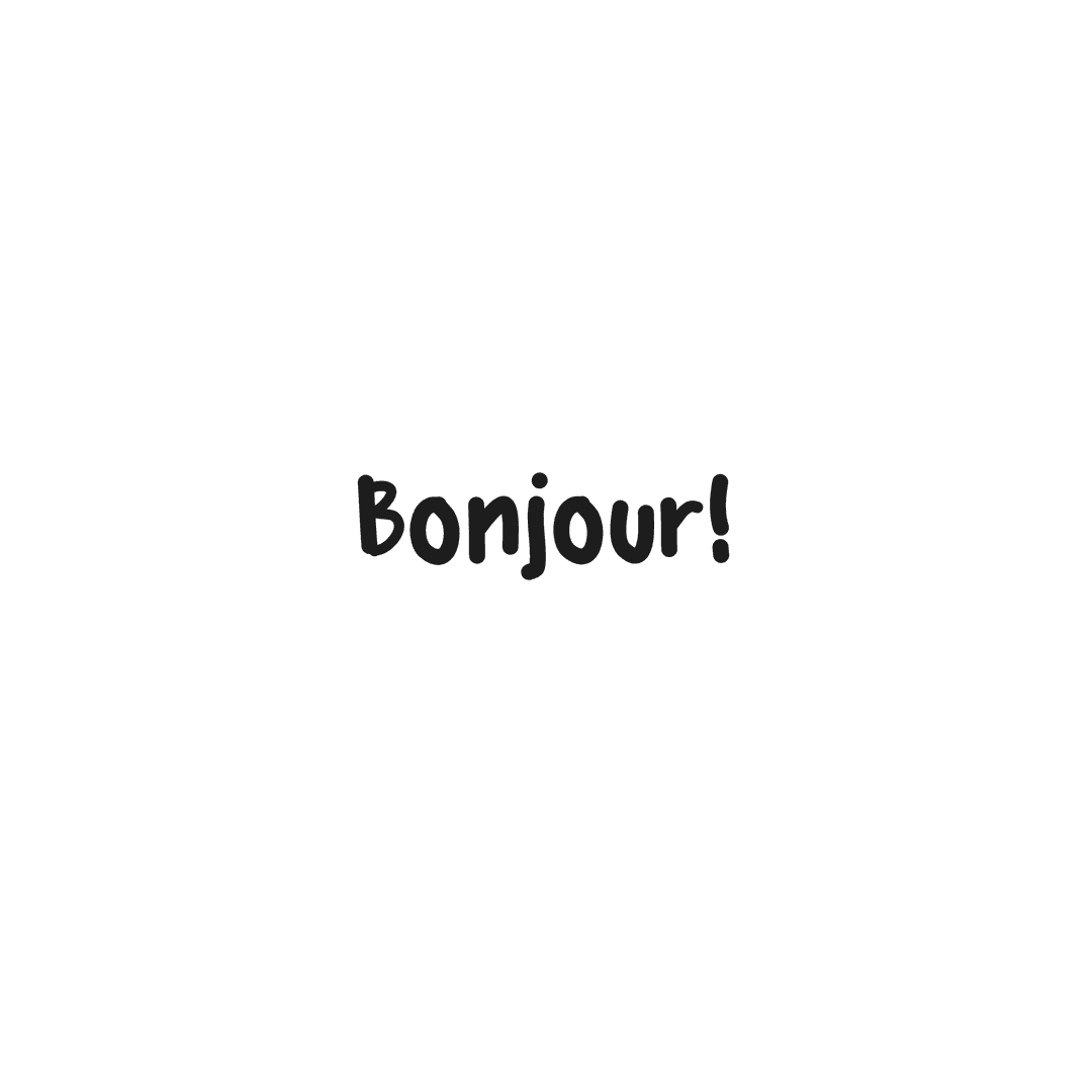 Bonjour Text Black Ink on Transparent Background Stylish Message
