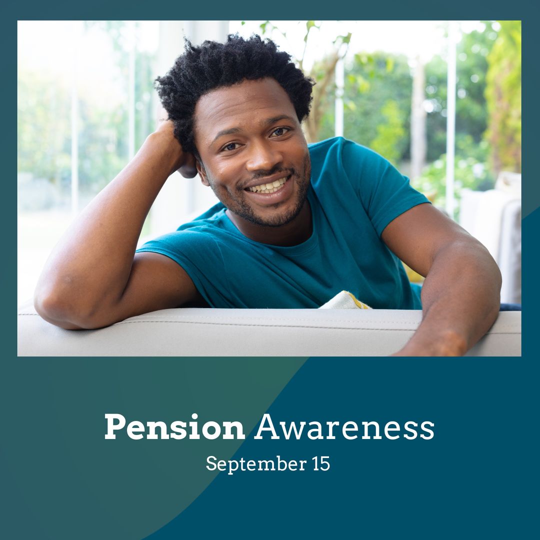 Smiling Man Highlighting Pension Awareness Conceptually