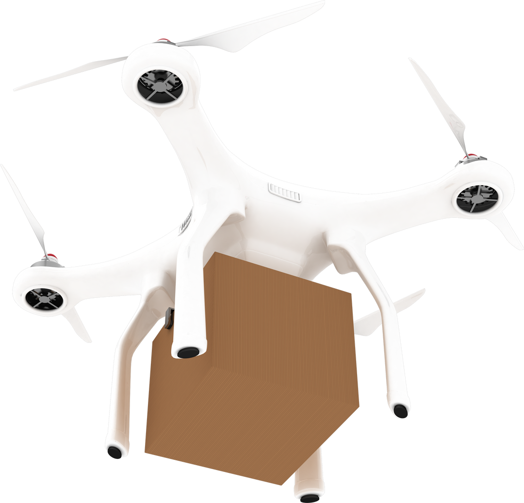 Transparent White Drone Delivering Cardboard Box for Advanced Logistics - Download Free Stock Images Pikwizard.com