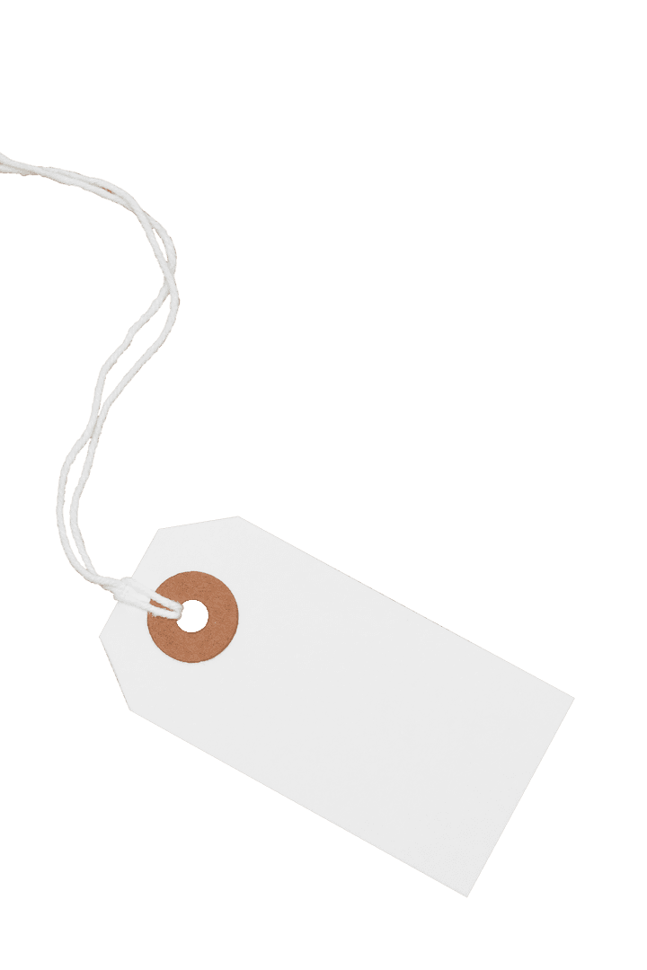 Blank White Tag with String on Transparent Background