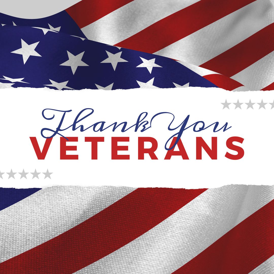 Thank You Veterans on American Flag Background - Download Free Stock Templates Pikwizard.com