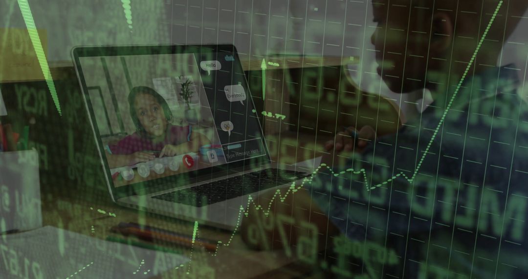 Remote Education Concept with Stock Market Overlay