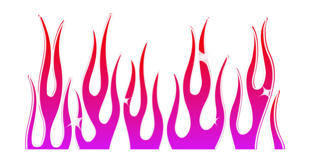 Vibrant Gradient Flame Stickers with Sparkles on Transparent Background
