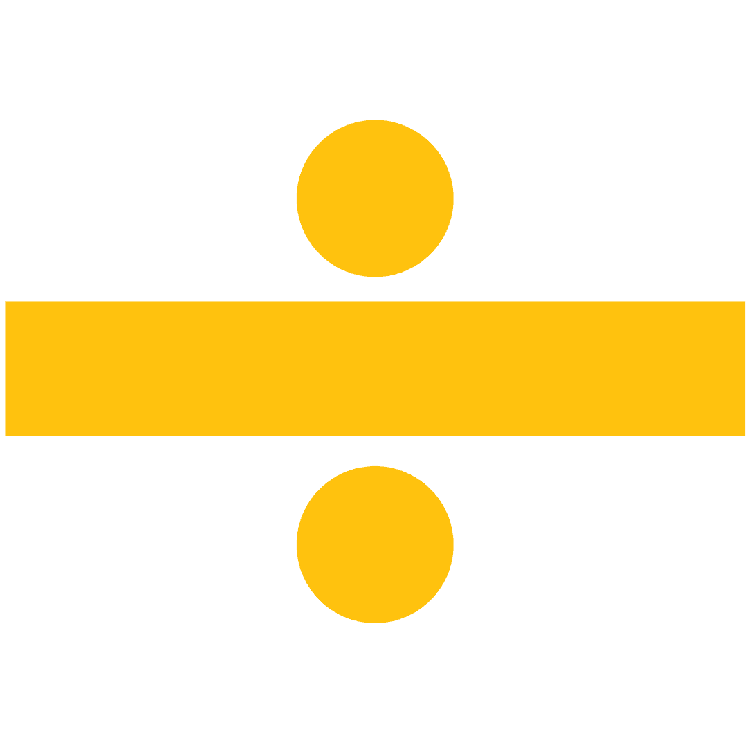 Yellow Division Sign Symbol on Transparent Background