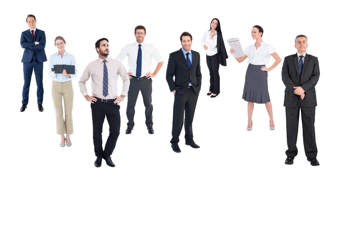 Diverse business team on transparent background for collaborative projects