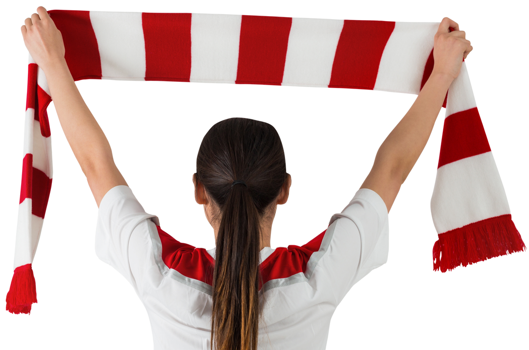 Transparent Football Fan Holding Red and White Scarf with Passion - Download Free Stock Images Pikwizard.com