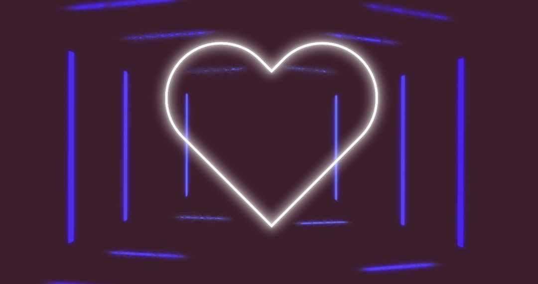 Neon Heart with Retro Futuristic Glowing Elements