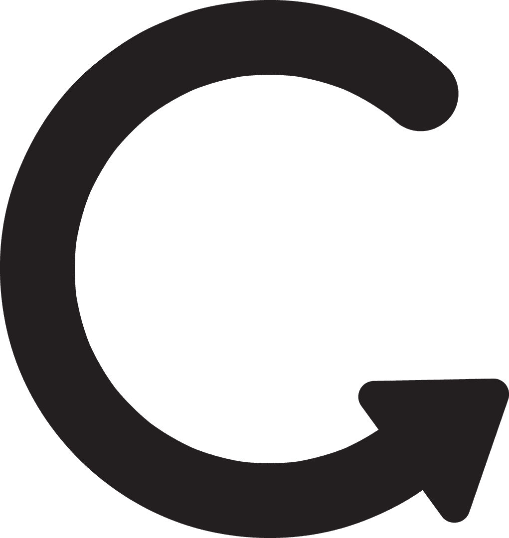 Black Circular Arrow Illustration on Transparent Background