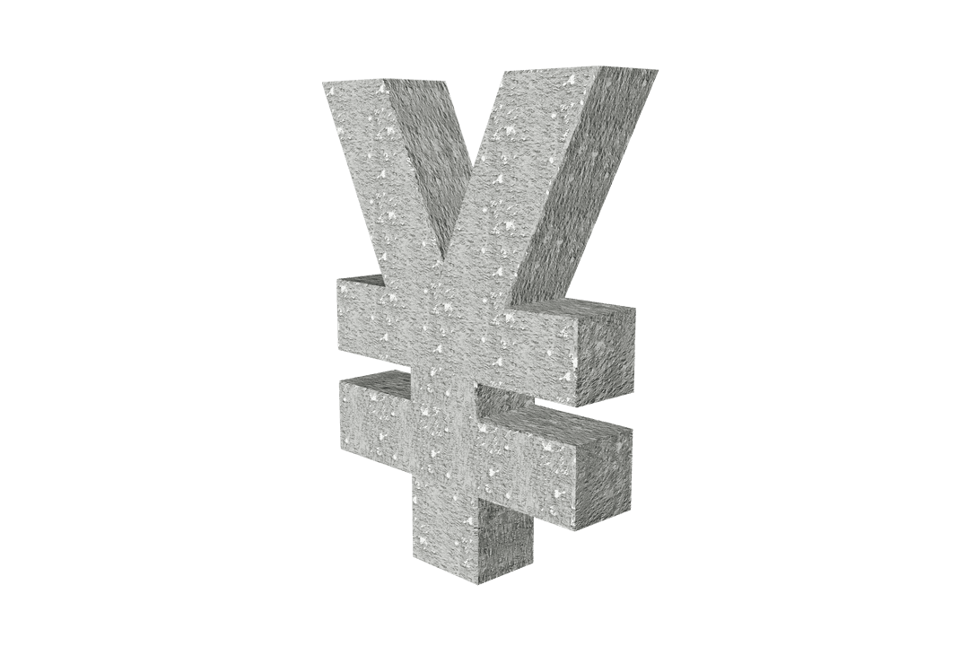 Grey Yen Currency Symbol Isolated on Transparent Background