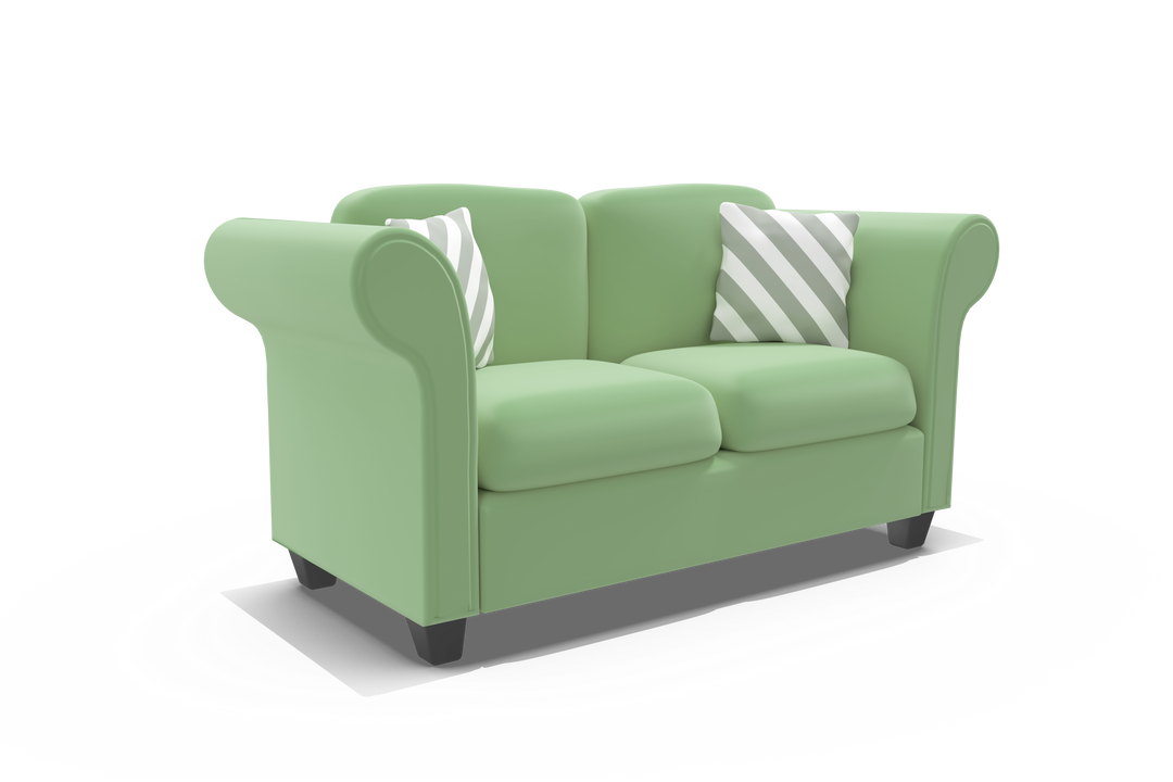 Green Sofa with Cushions Transparent 3D Illustration - Download Free Stock Images Pikwizard.com