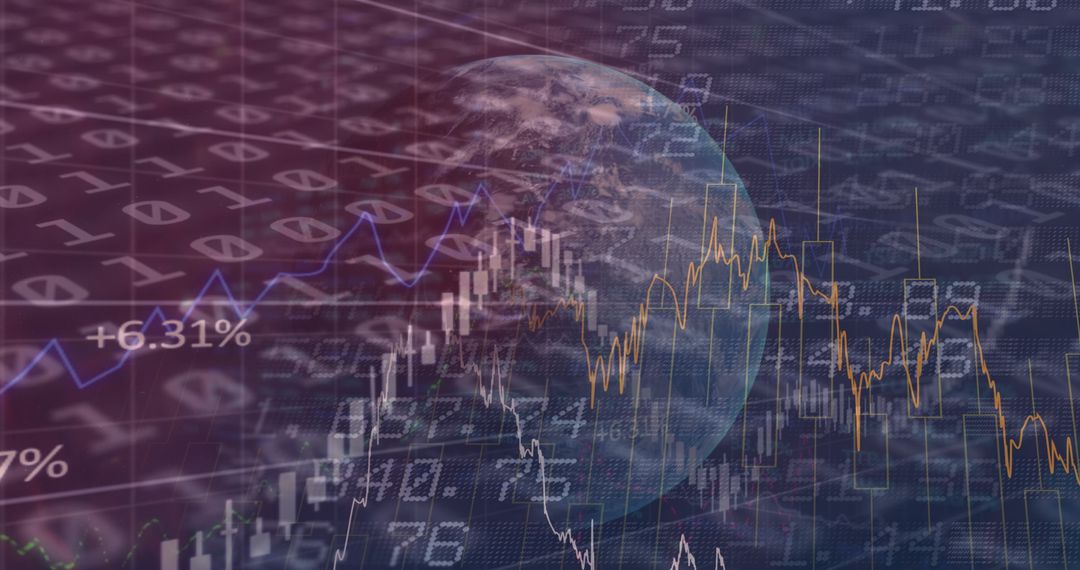 Global Financial Data Overlaid on Digital World