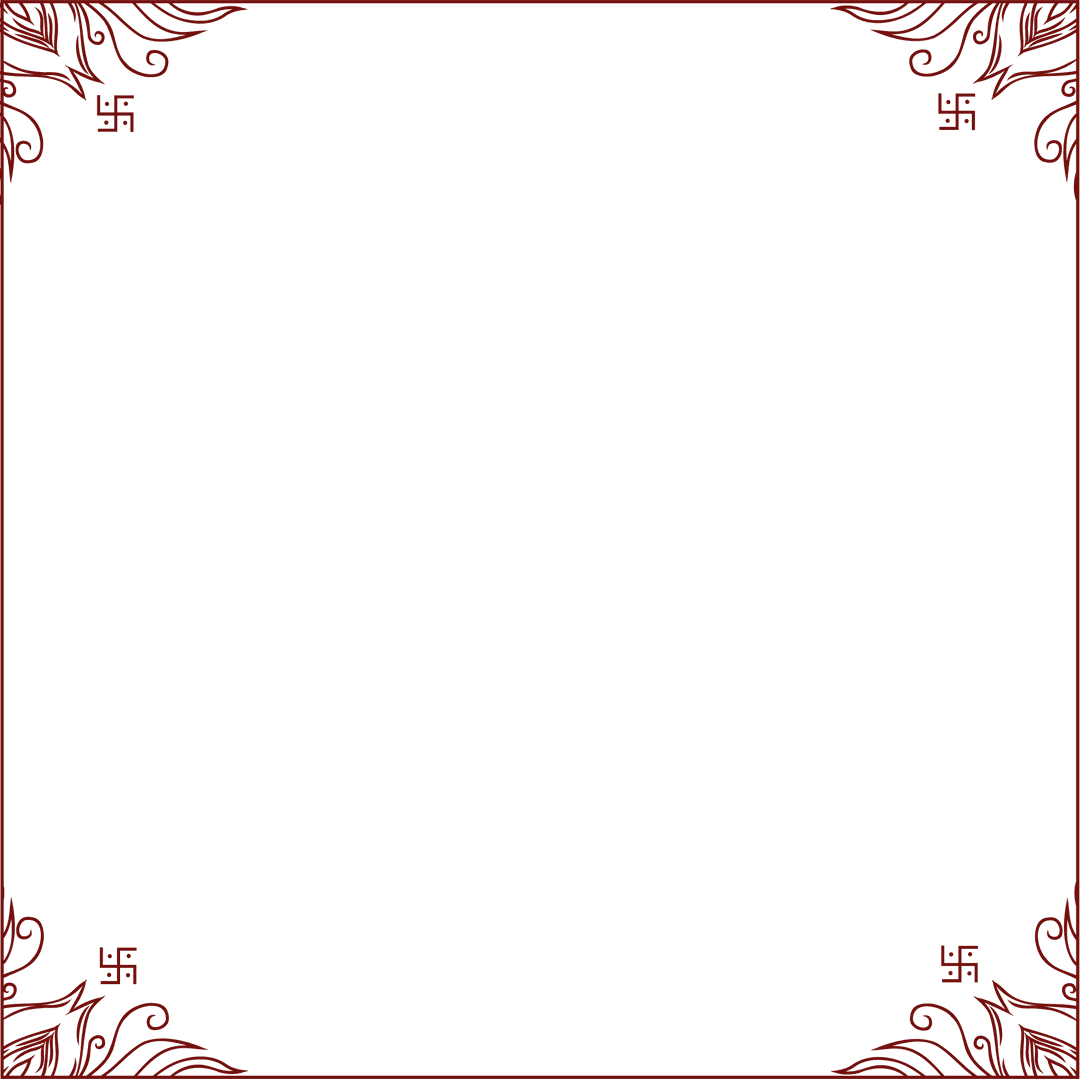 Elegant Red Frame with Floral and Geometric Corners on Transparent Background