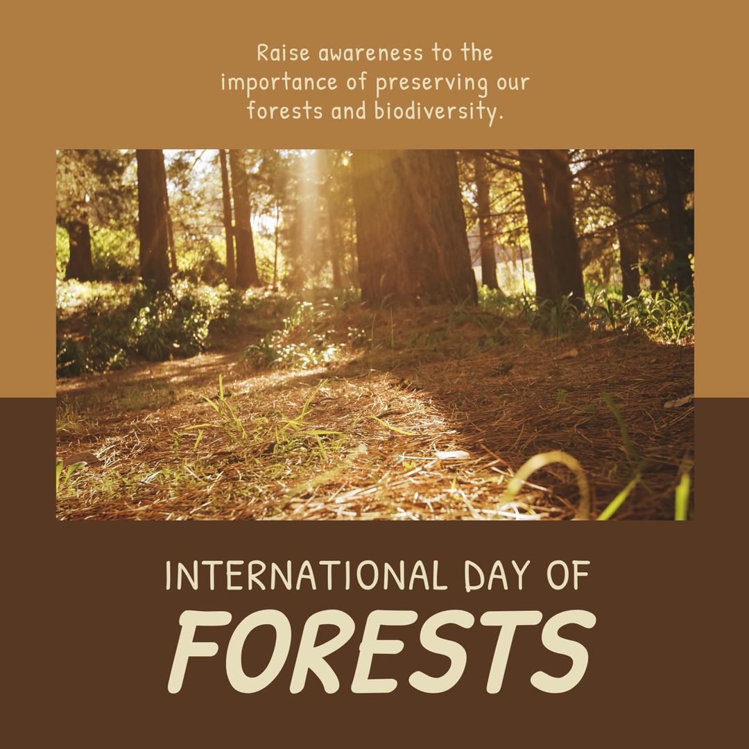 International Day of Forests Celebration with Sunlit Trees