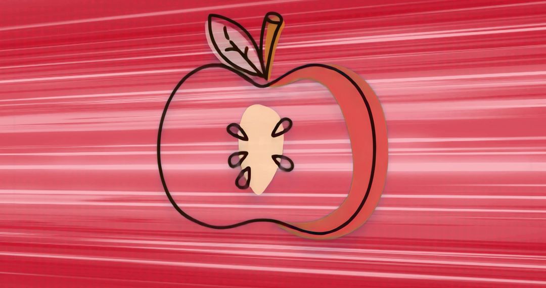 Hand-drawn Apple on Vibrant Red Background Illustration