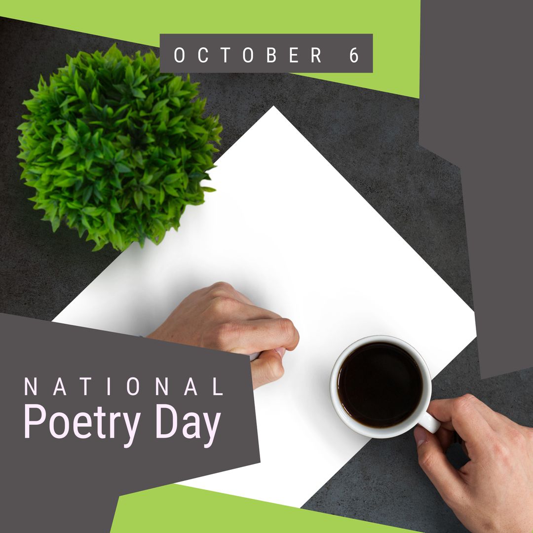 National Poetry Day on October 6: Writing with a Coffee in Hand - Download Free Stock Templates Pikwizard.com