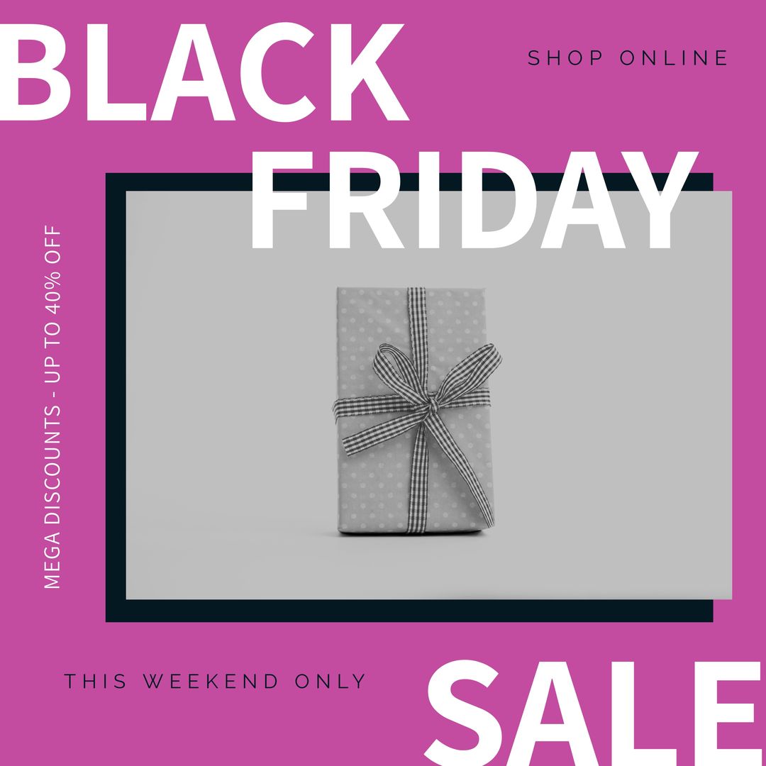 Composition of black friday sale text over present on pink background - Download Free Stock Templates Pikwizard.com