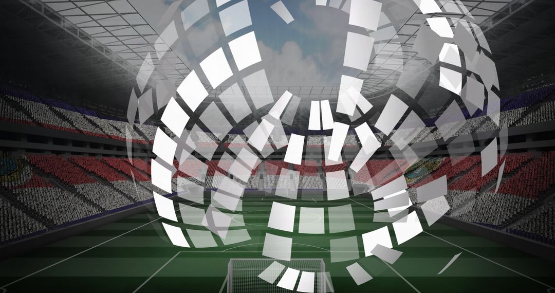 Digital Panels Creating Globe Shape in Modern Football Stadium