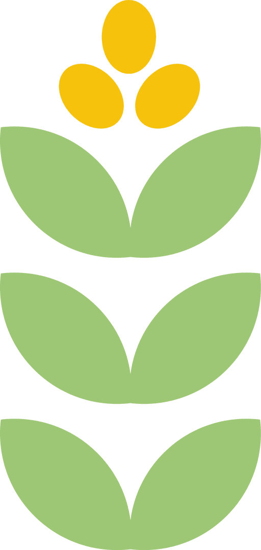Minimal Vector Plant Icon with Yellow Buds on Transparent Background