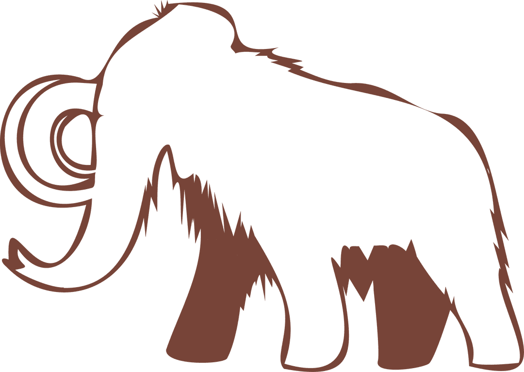 Flat Woolly Mammoth Silhouette with Transparent Background