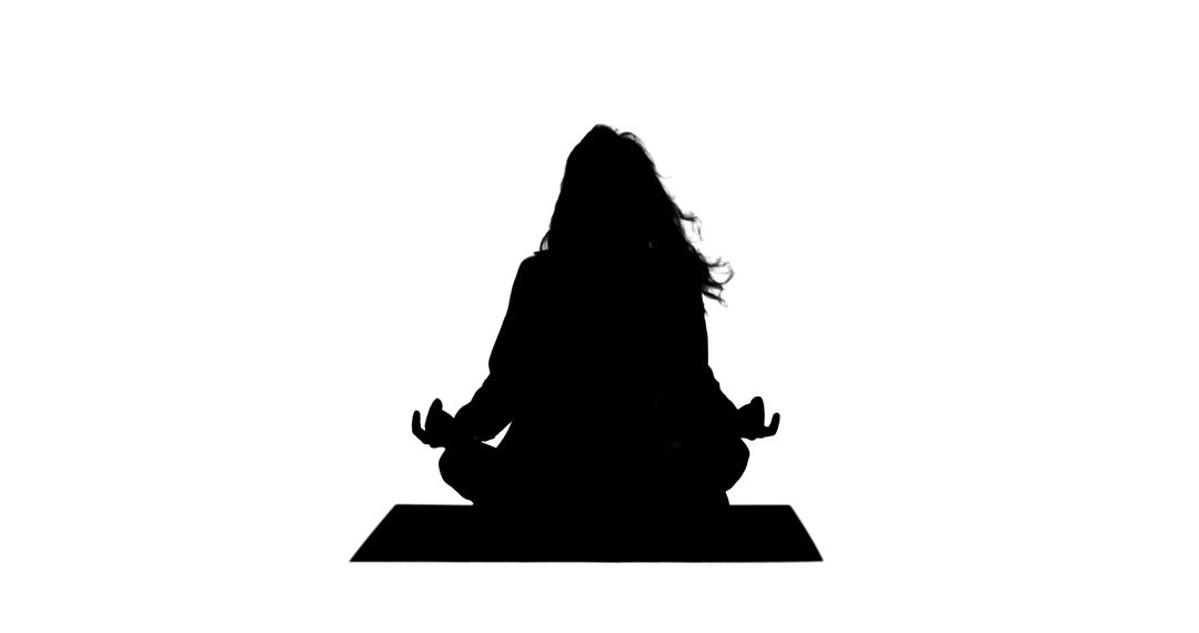 Female Silhouette Meditating in Lotus Position on White Background - Free Images, Stock Photos and Pictures on Pikwizard.com