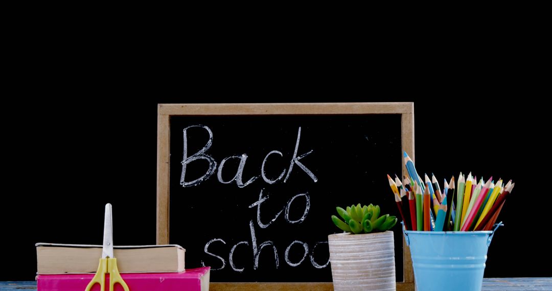 Chalkboard Message with Back to School Theme and Supplies