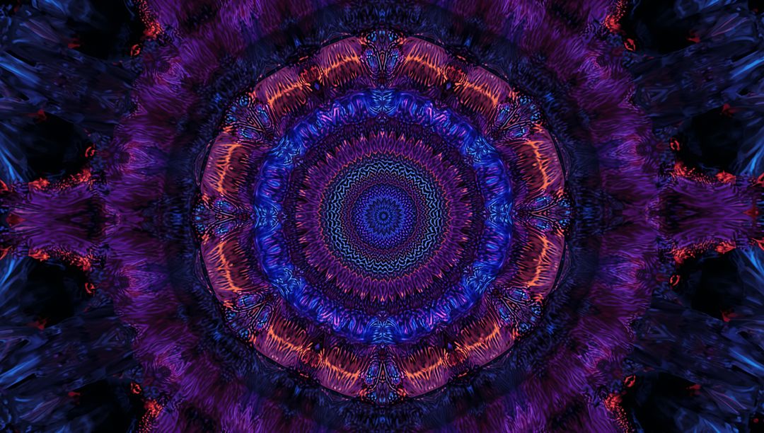 Vibrant Kaleidoscopic Mandala with Psychedelic Patterns