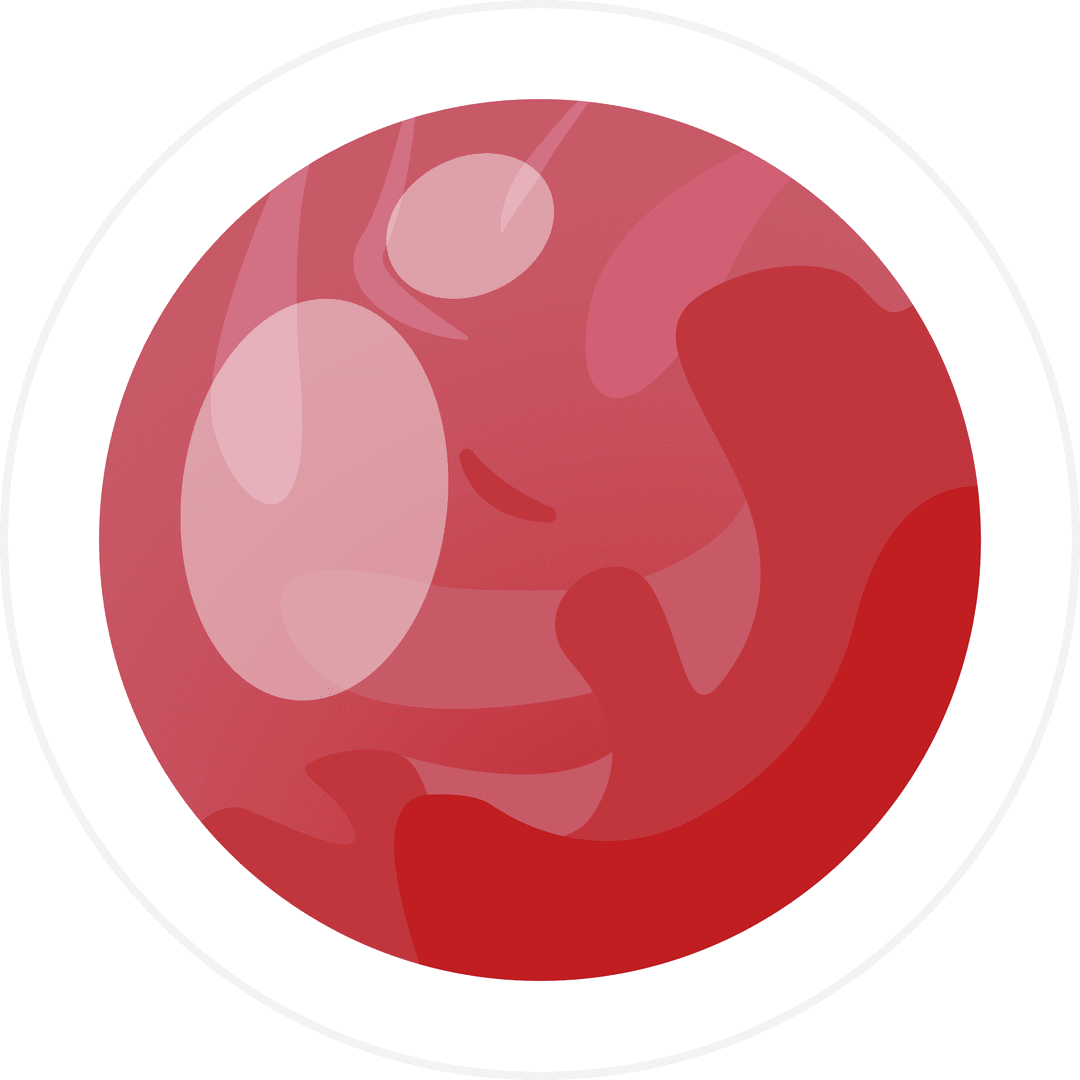 Stylized Red Abstract Art Circle on Transparent Background