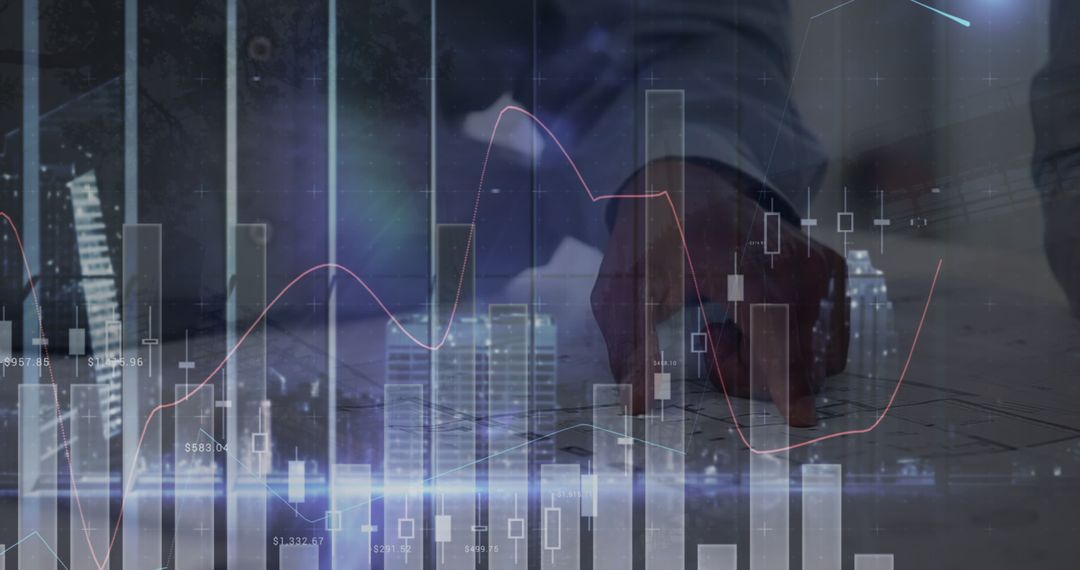 Businessman Analyzing Digital Graphs on Touchscreen Interface