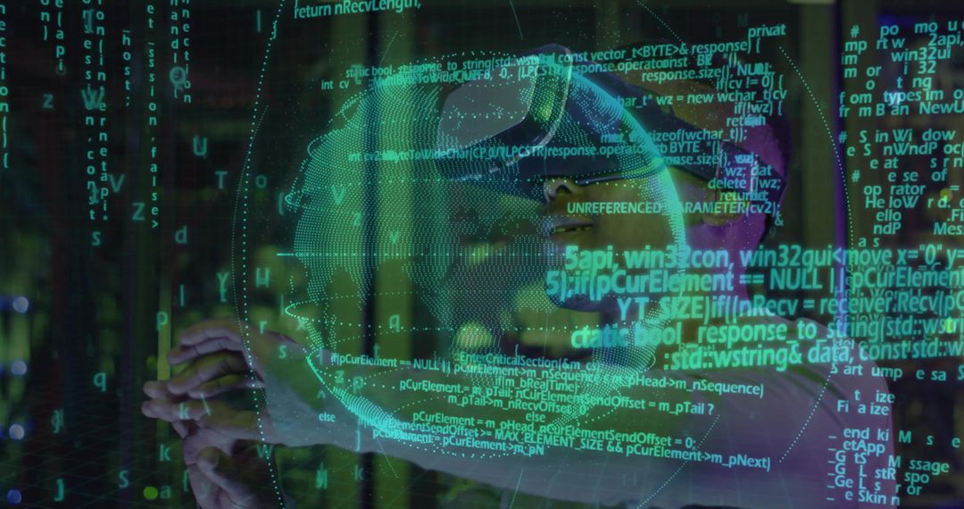 Virtual Reality Developer Interacting with Holographic Interface