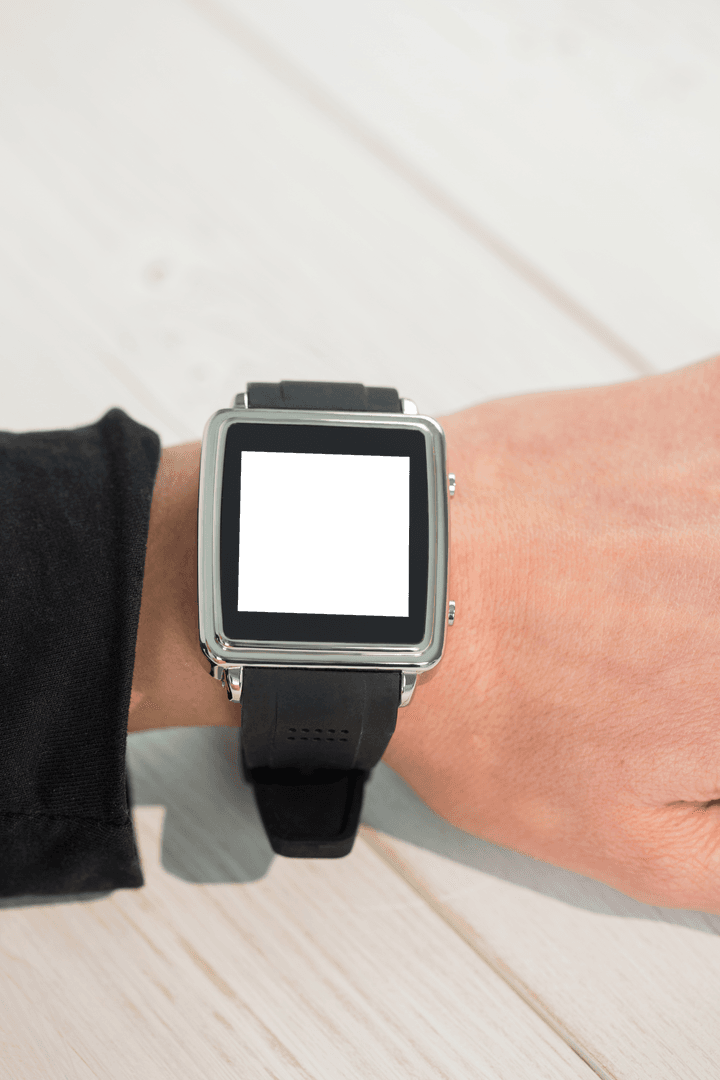 Transparent Smartwatch Mockup on Wrist, Tech Concept