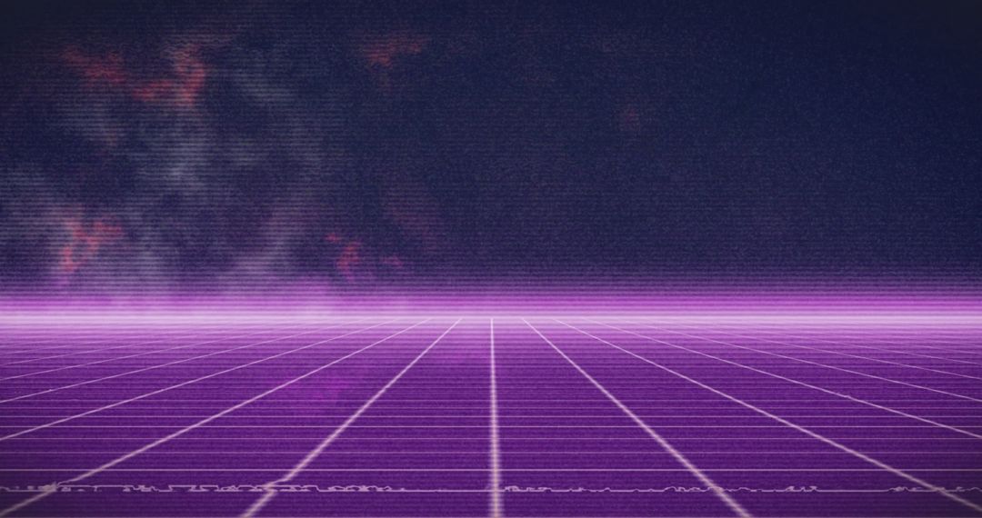 Futuristic Neon Grid with Digital Interference Effect