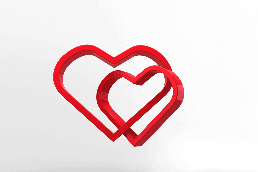 Interwoven Red Hearts on Transparent Background