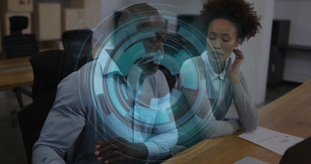 Collaborating Professionals Analyzing Holographic Analytics