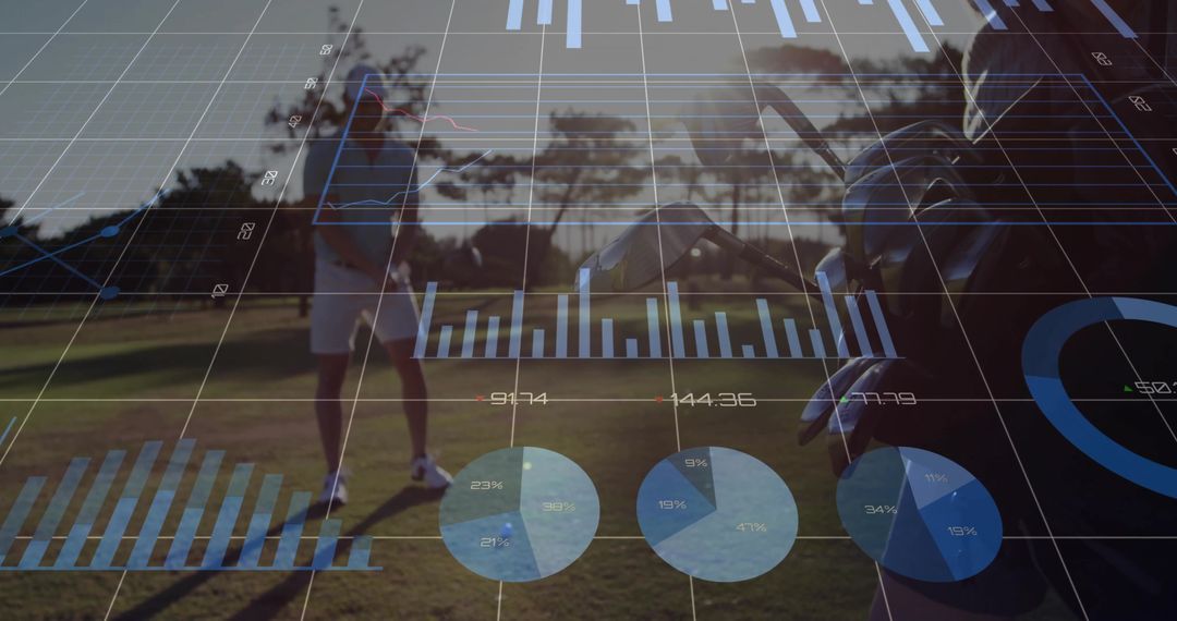 Golfer Calculating Performance Metrics on Golf Course